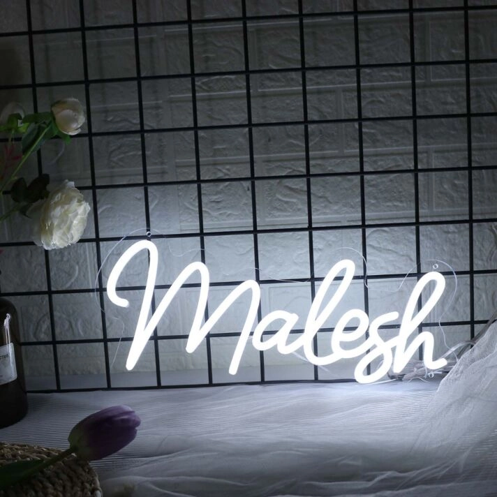 Malesh White Neon Sign