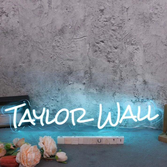 Taylor Wall Blue Neon Sign