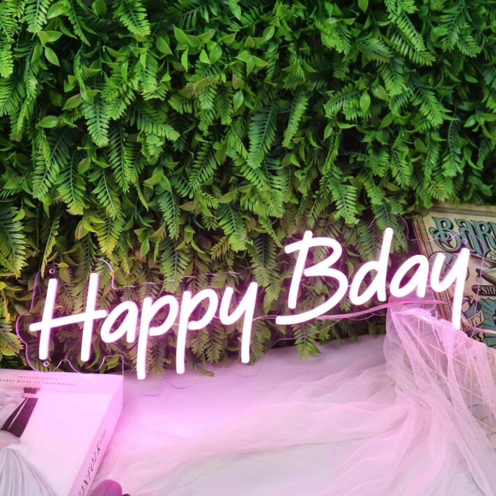 Happy Bday Purple Neon Sign