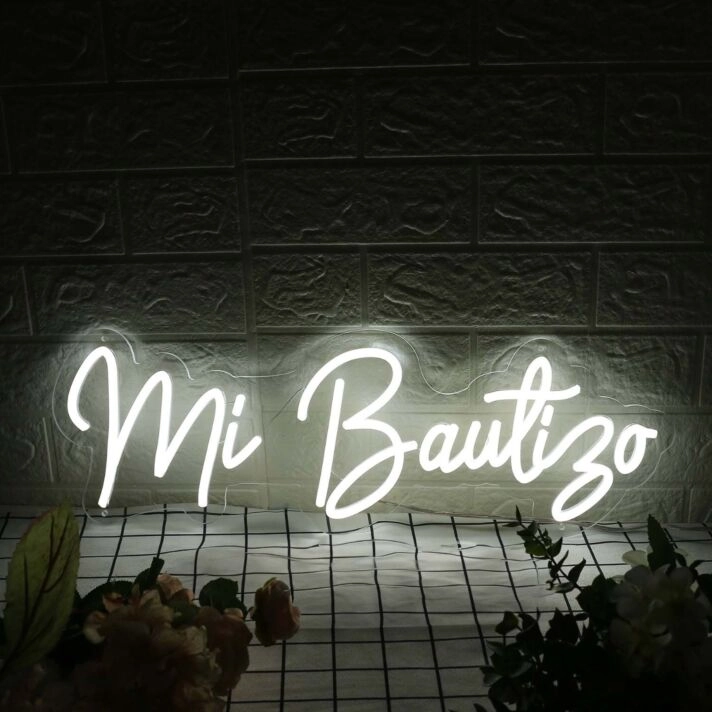 Mi Bautizo White Neon Sign