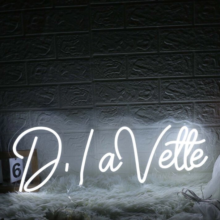 D Lavette White Neon Sign