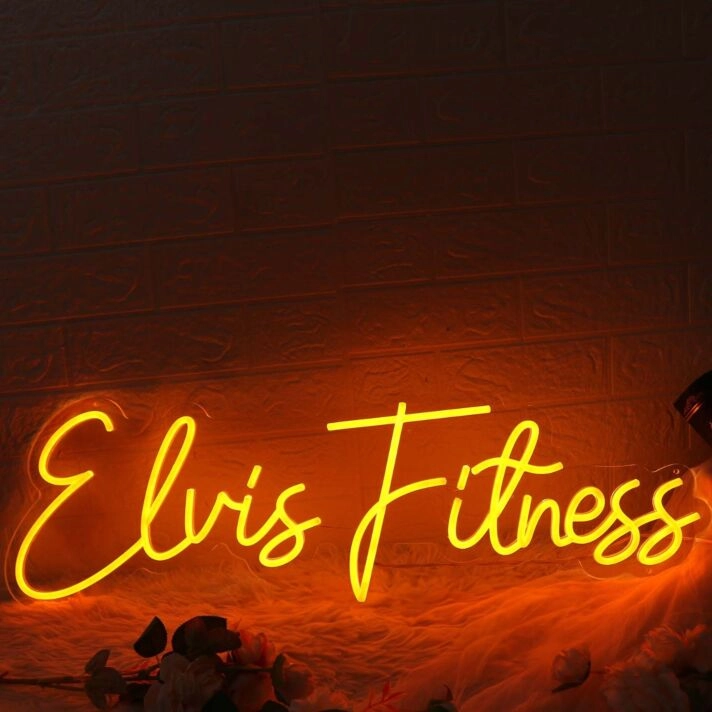 Elvis Fitness Orange Neon Sign