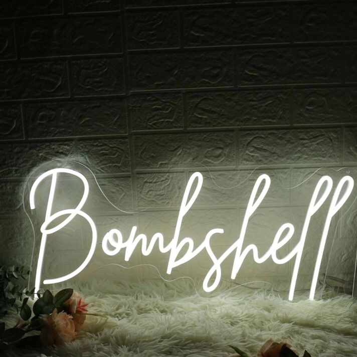 Bombshell White Neon Sign