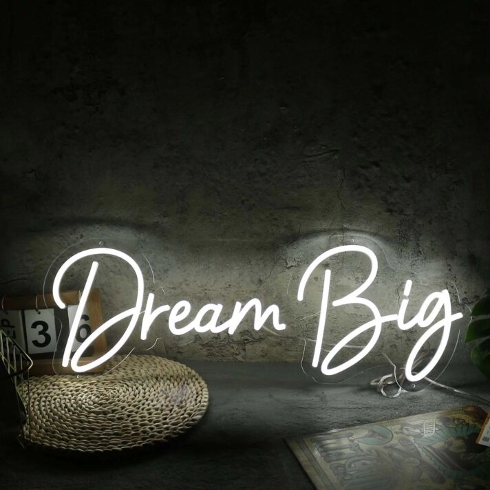 Dream Big White Neon Sign