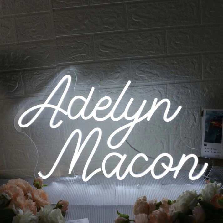 Adelyn Macon White Neon Sign