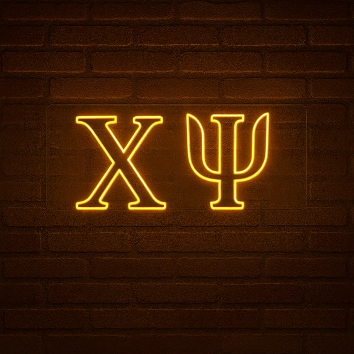 Chi Psi ΧΨ LED Neon Sign for Brotherhood Events and Fraternity Decor