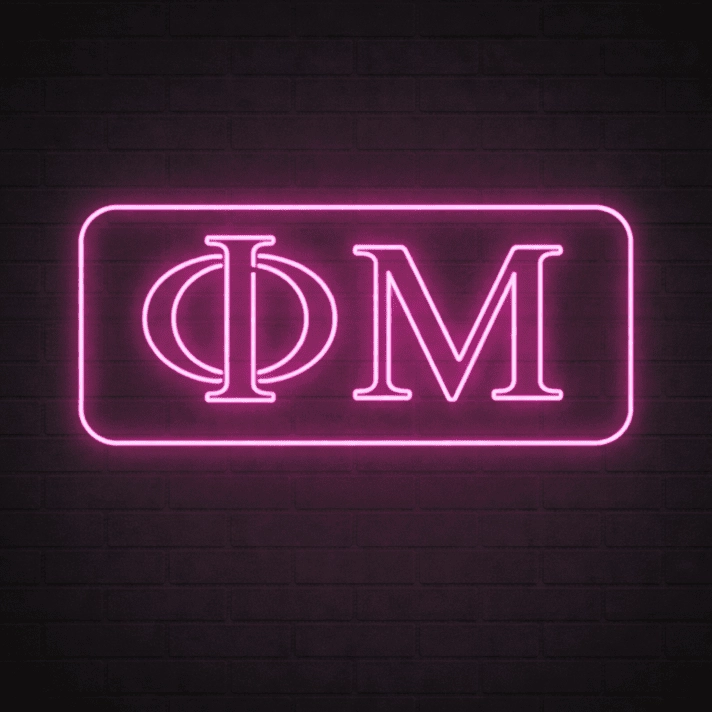 Phi Mu ΦΜ LED Neon Sign Perfect for Sorority Gatherings and Chapter Houses