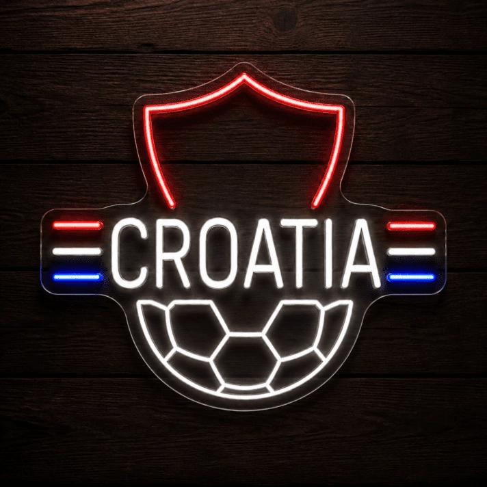 Croatia Soccer LED Neon Sign Croatian Shield Football Neon Light Wall Decor for Sports Bar Game Room