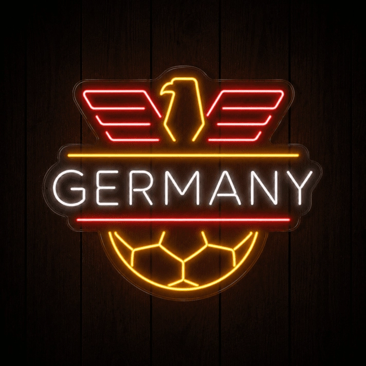 Germany Soccer LED Neon Sign German Flag Football Shield Neon Light Wall Decor for Sports Bar Game Room