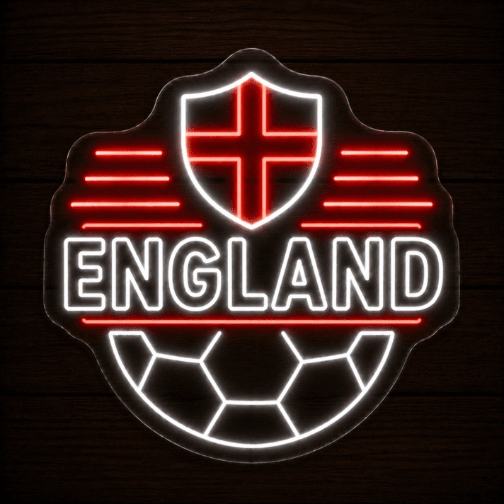 England Soccer LED Neon Sign English Flag Football Shield Neon Light Wall Decor for Sports Bar Game Room