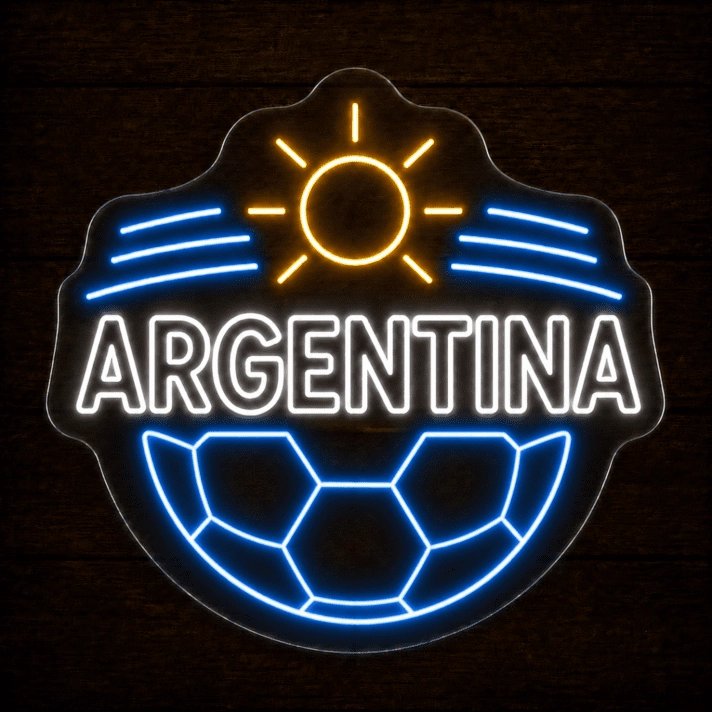 Argentina Soccer LED Neon Sign Argentine Sun Football Neon Light Wall Decor for Sports Bar Game Room