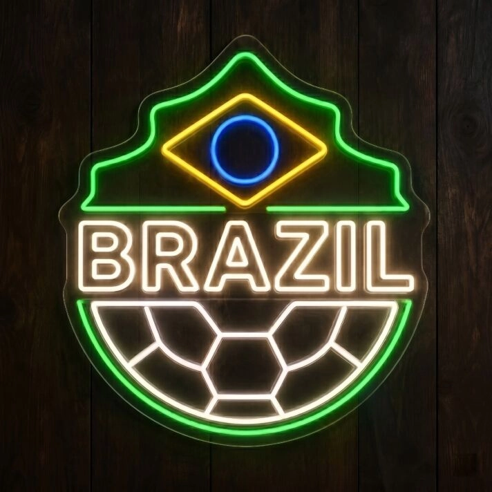 Brazil Soccer LED Neon Sign Brazilian Football Neon Light Wall Decor for Sports Bar Game Room