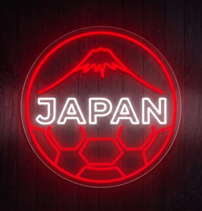 Japan Mount Fuji Soccer LED Neon Sign Japanese Football Neon Light Wall Decor for Sports Bar Game Room