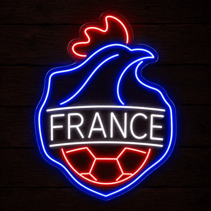 France Rooster Soccer LED Neon Sign French Football Neon Light Wall Decor for Sports Bar Game Room