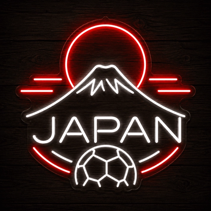 Japan Soccer LED Neon Sign Mount Fuji Football Neon Light Wall Decor for Sports Bar Game Room