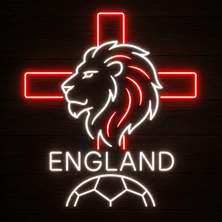 England Soccer LED Neon Sign Lion Football Neon Light Wall Decor for Game Room Sports Bar