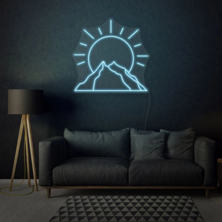 Sun behind mountain LED neon sign