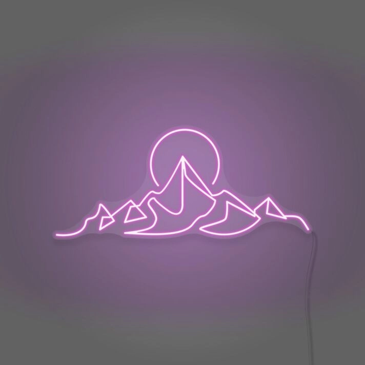 Moon over the mountains neon sign