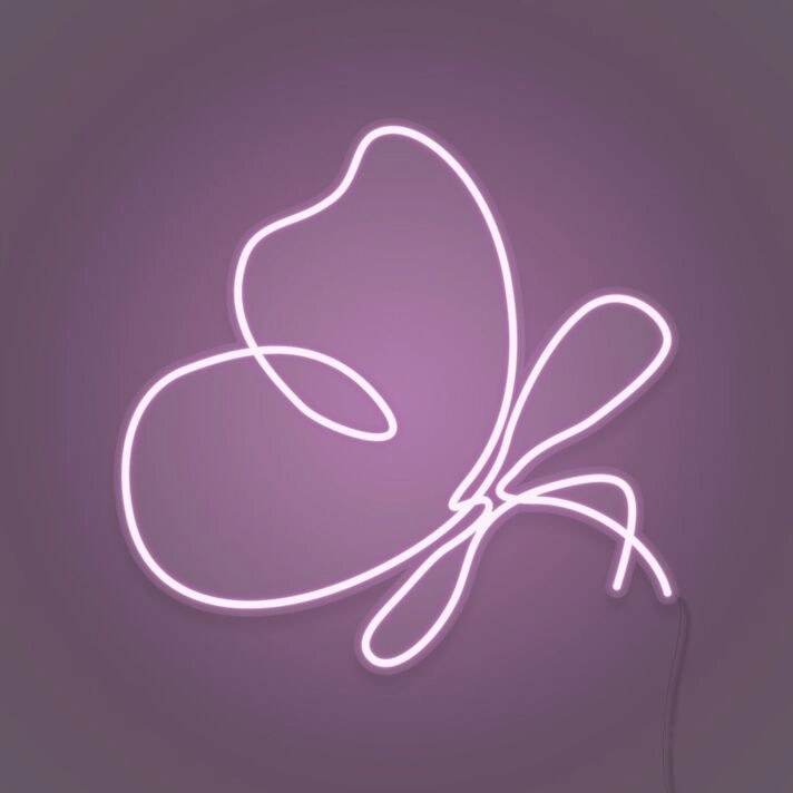 Butterfly Doodle Aesthetic Neon Sign