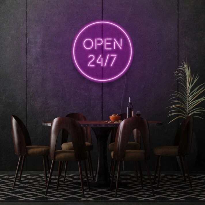 Customize Open 24/7 Round Neon Always Ready and Inviting