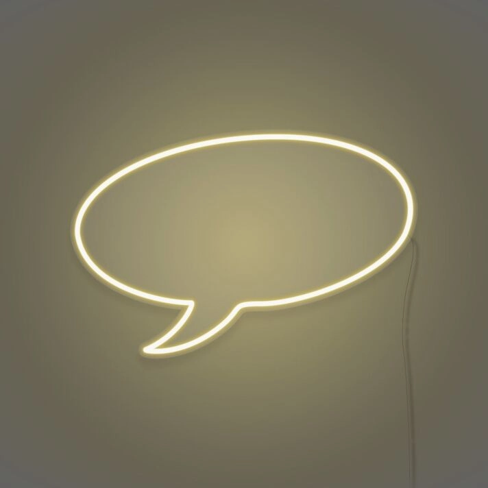 Neon Speech Bubble Lighting Conversational Piece in Light