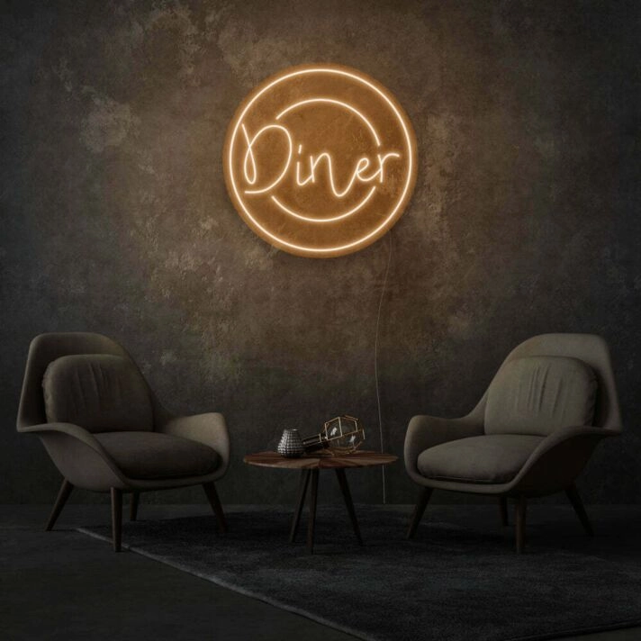 Customize Round Diner Neon Welcoming Circular Design