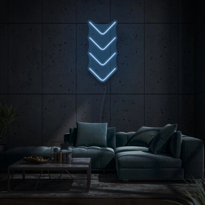Four Arrows Pointing Down Neon Calming Downward Motion