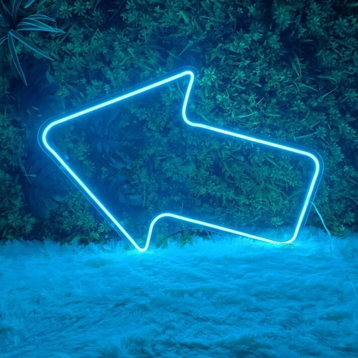 Arrow Pointing Left Neon Directional Cues in Light
