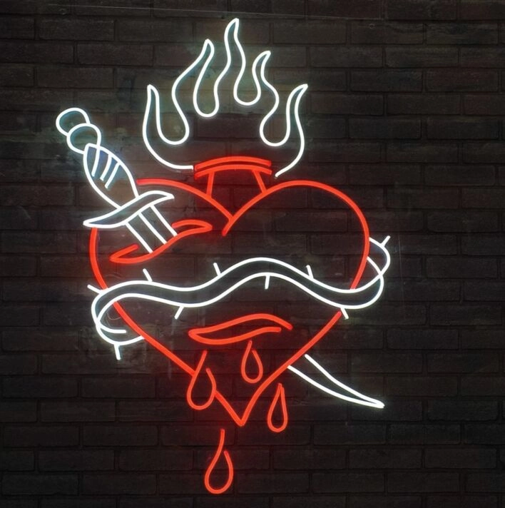 Abstract Wounded Heart Pattern Neon Sign