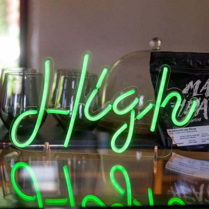 High Neon Sign Cheeky and Energetic Expression