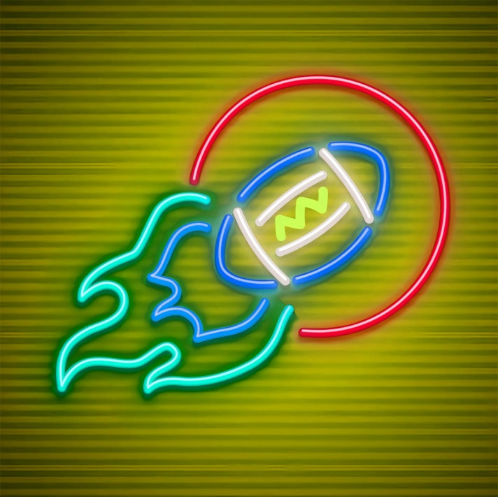 Gridiron Blaze American Football Ball and Burn Neon
