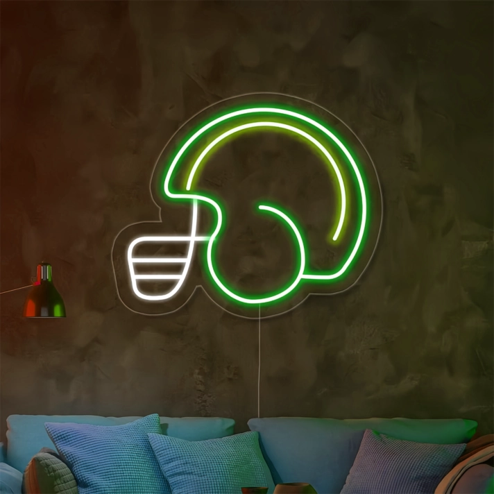 Gridiron Glory Football Player Helmet Neon Sign