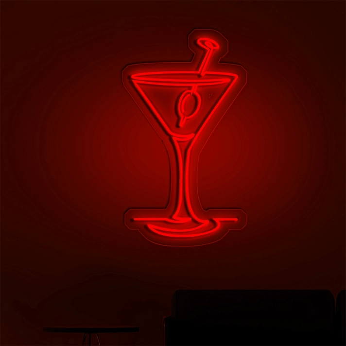 Cocktail Glasses Bar Neon Signs