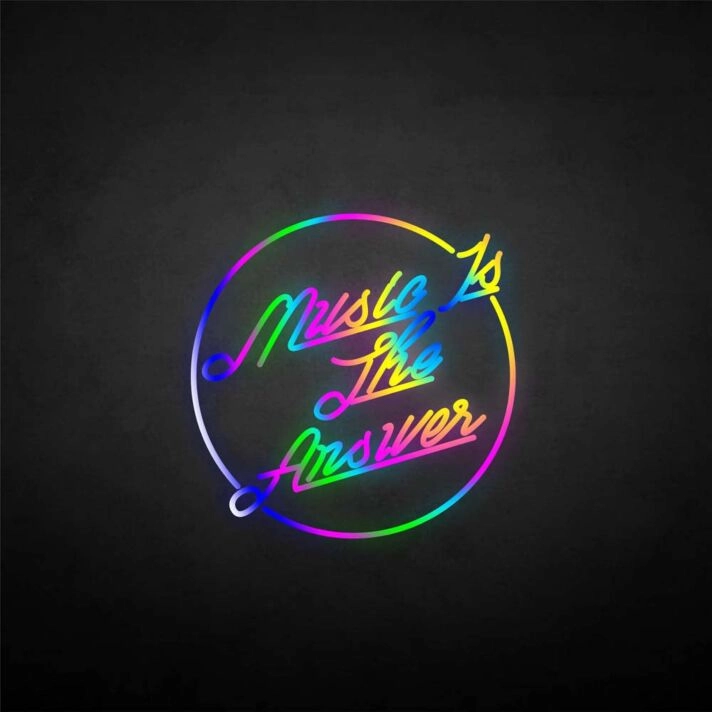 'Music is the answer' neon sign