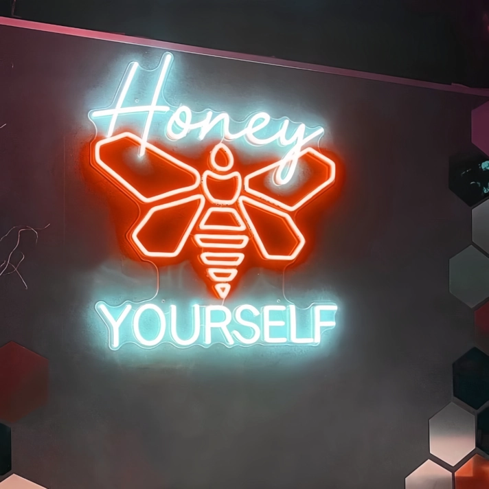 Honey Bee Yourself Neon Sign Illuminate Your Space with Authenticity and Positivity