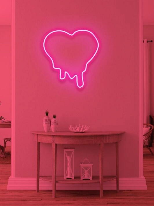 Dripping heart Neon Light Love Melting in Warmth and Affection