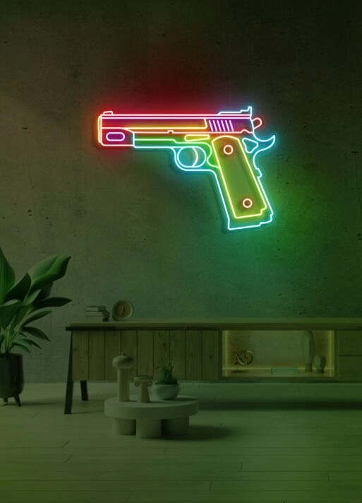 Gun LED Neon Bold Statement for Edgy Decor