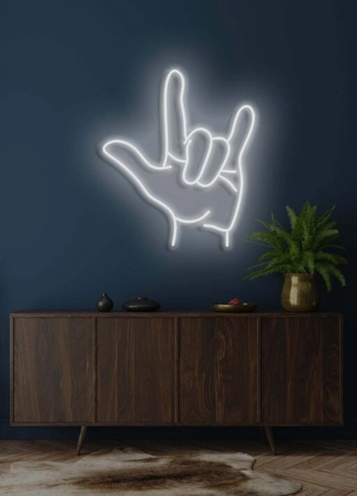 Hand sign Neon Artistic Expression of Communication and Style