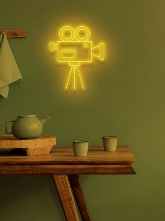 Video camera Neon Spotlight on Cinematic Passion