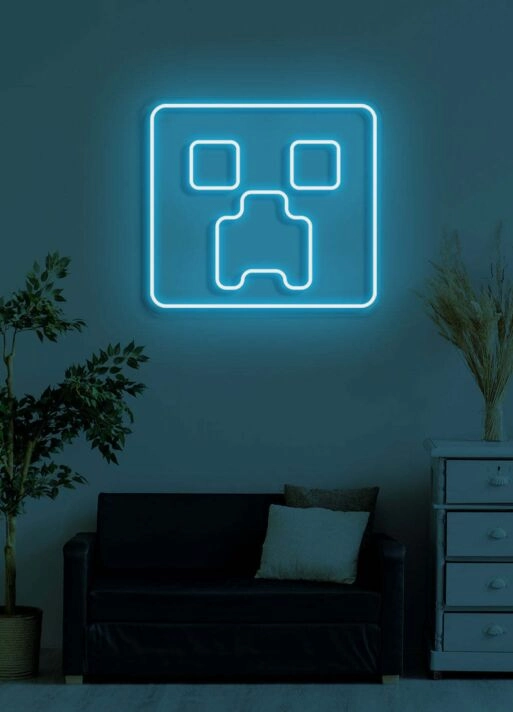Square face Neon Abstract Artistic Piece, Adding a Contemporary Touch