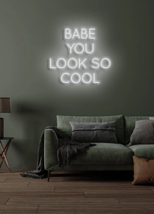 Babe, you look so cool Neon Flattering Compliment in a Stylish Setting