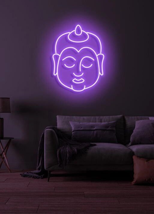 Buddha Neon Serene Illumination Reflecting Peace and Enlightenment