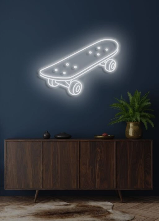 Skateboard Neon Dynamic Display Capturing the Spirit of Adventure and Freedom