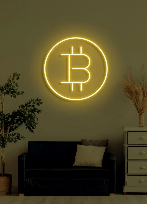 Bitcoin Neon Dazzling Symbol of the Digital Age's Currency Revolution