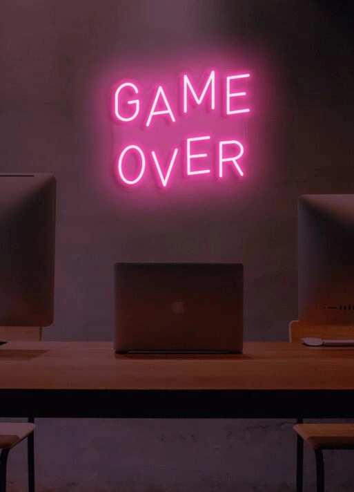 Game Over Neon Sign Off for the End of a Challenge