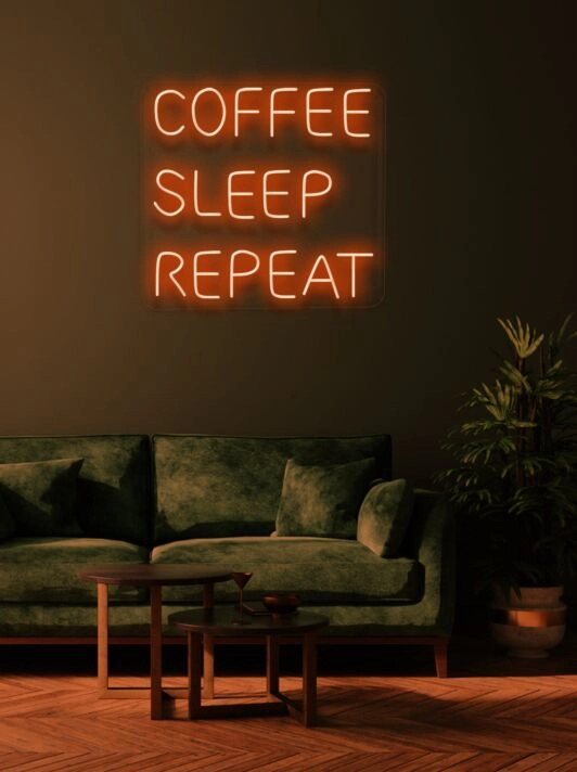 Coffee Sleep Repeat Neon Cycle for Caffeine Devotees