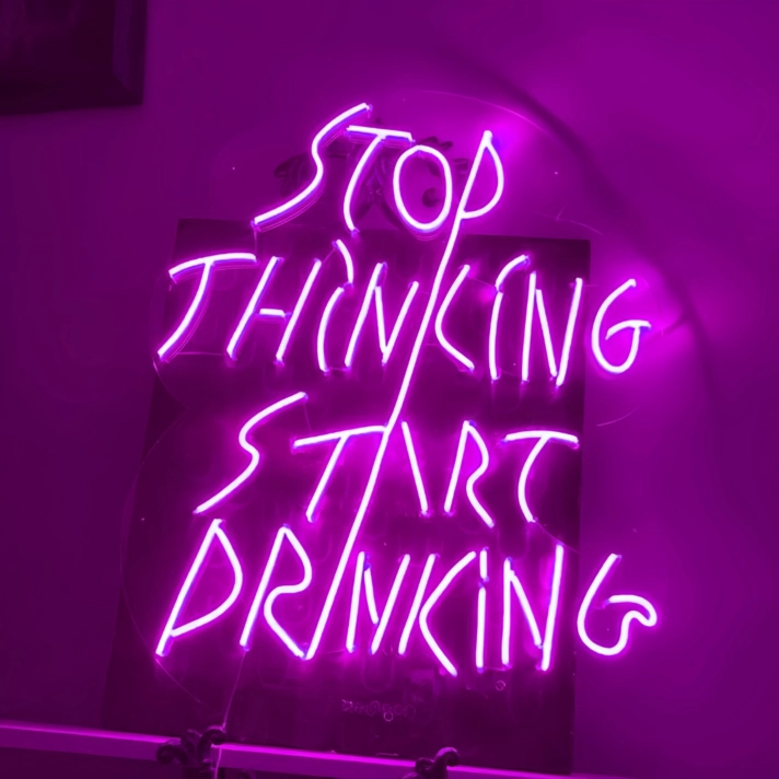 Stop Thinking Neon Prompt to Action