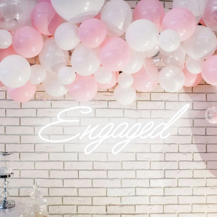 Engaged Neon Illumination Celebrating Love