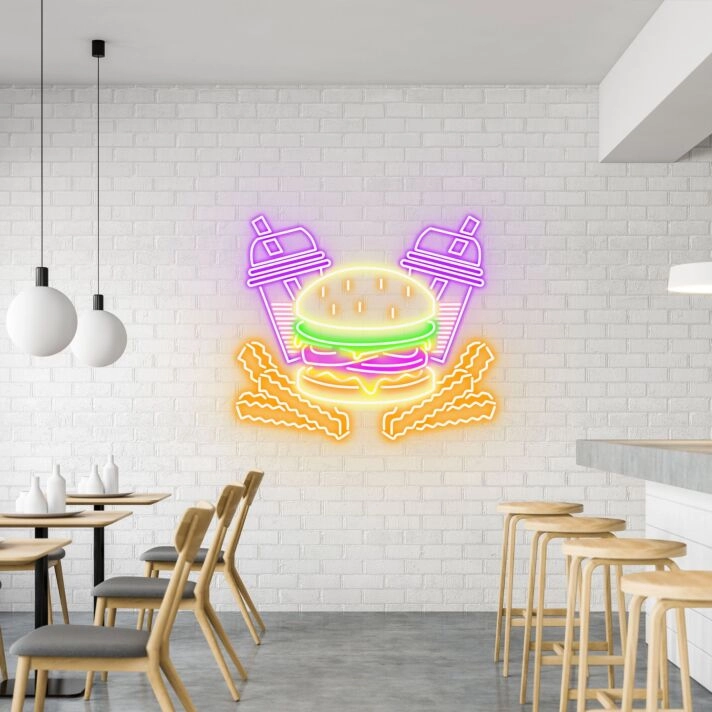Burger Fries & Shakes Classic Neon for American Diners