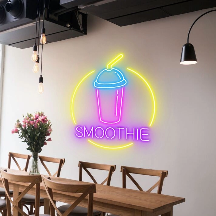 Customize Smoothie Circle Refreshing Neon Glow for Smoothie Spots
